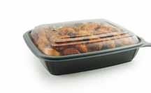 Rib Containers Full Slab and Half Slab Rib containers with black polypropylene bases and clear OPS lids provide excellent visibility for merchandising. Polypropylene bases are microwavable to 230 F.