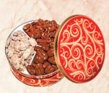 NEW! SOUTHERN PECAN GOURMET TIN A lovely reusable collector s tin filled with Chocolate Amaretto Pecans, Praline Pecans and Roasted Salted Pecans.