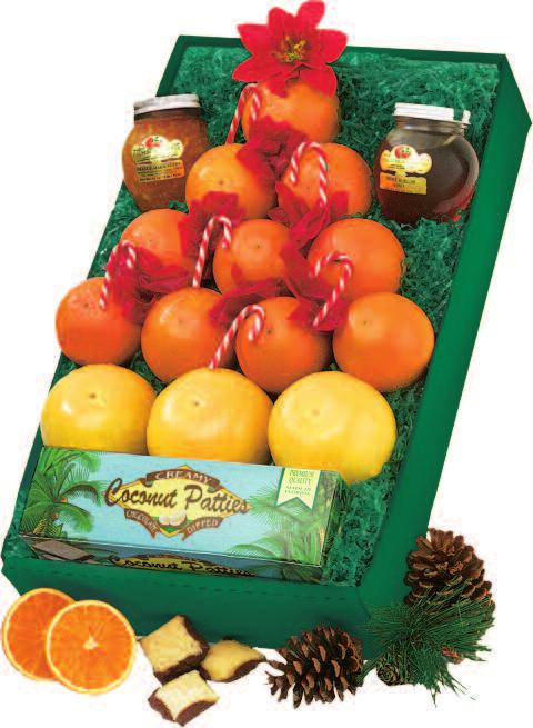 box of Coconut Patties, one jar each of Orange Marmalade and pure Orange Blossom Honey.