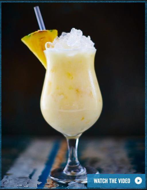 Pina colada First made in Puerto Rico back in 1952, with this rum, pineapple and coconut cream cocktail in your hand all you'll be missing is the sand between your toes.