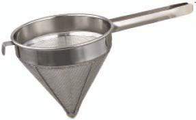 China Cap Cone shaped strainer. Used for straining stock, soups, sauces and other liquids.