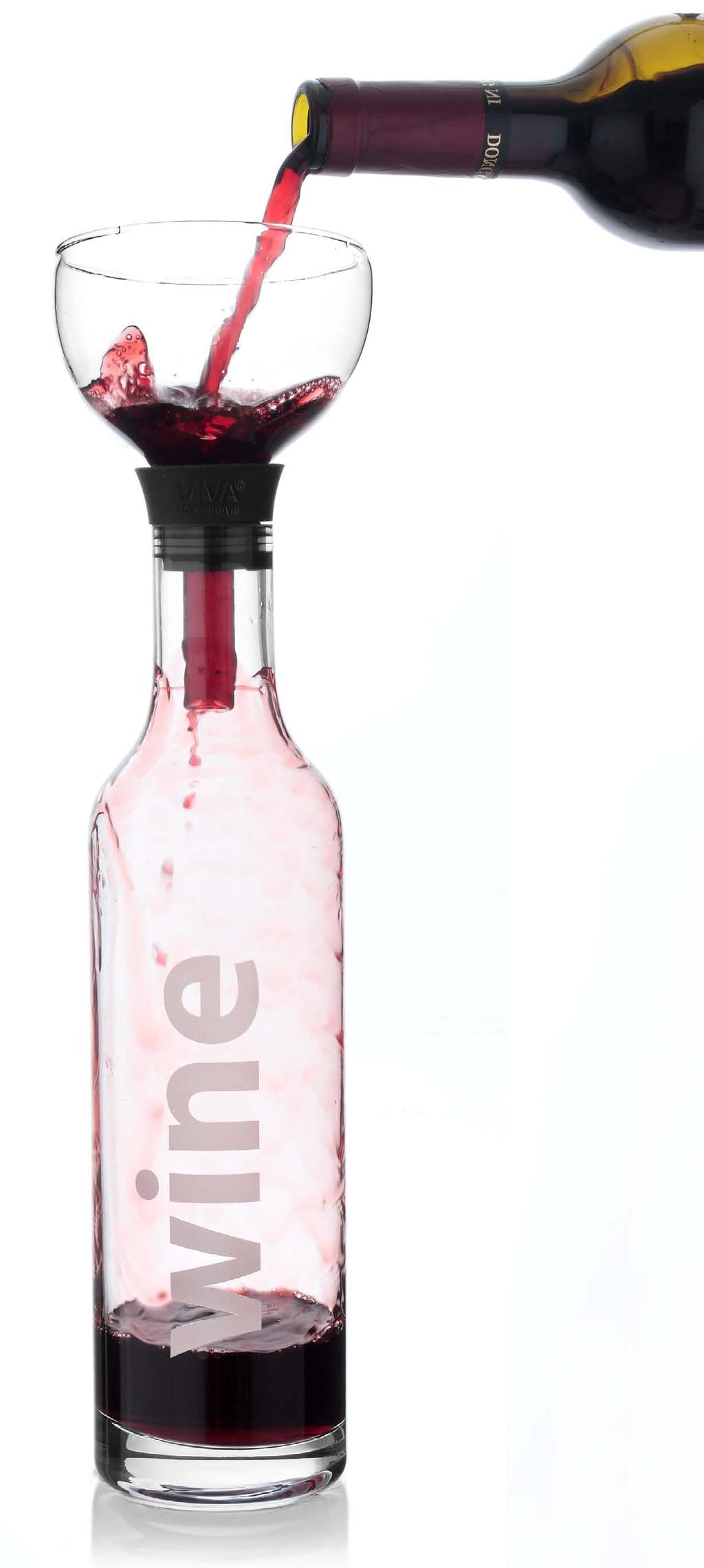 The unique funnel top helps aerate wine so it is ready to drink sooner, and pours drip-free.
