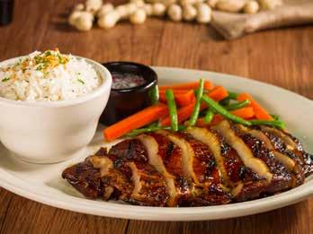 Texas-style MEALS Includes garlic rice Mondays - Fridays Boneless BBQ Chicken Southern