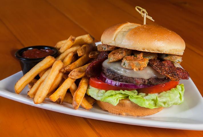 breaded and fried jalapeños, Whiskey Creek house-cured peppered bacon, with house-made chipotle ketchup 10.
