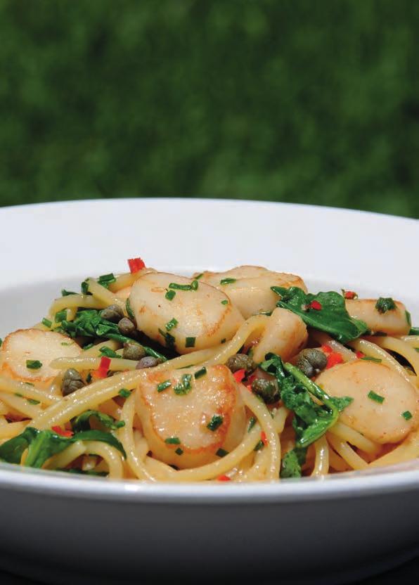 Scallops with Spaghetti, Chives and