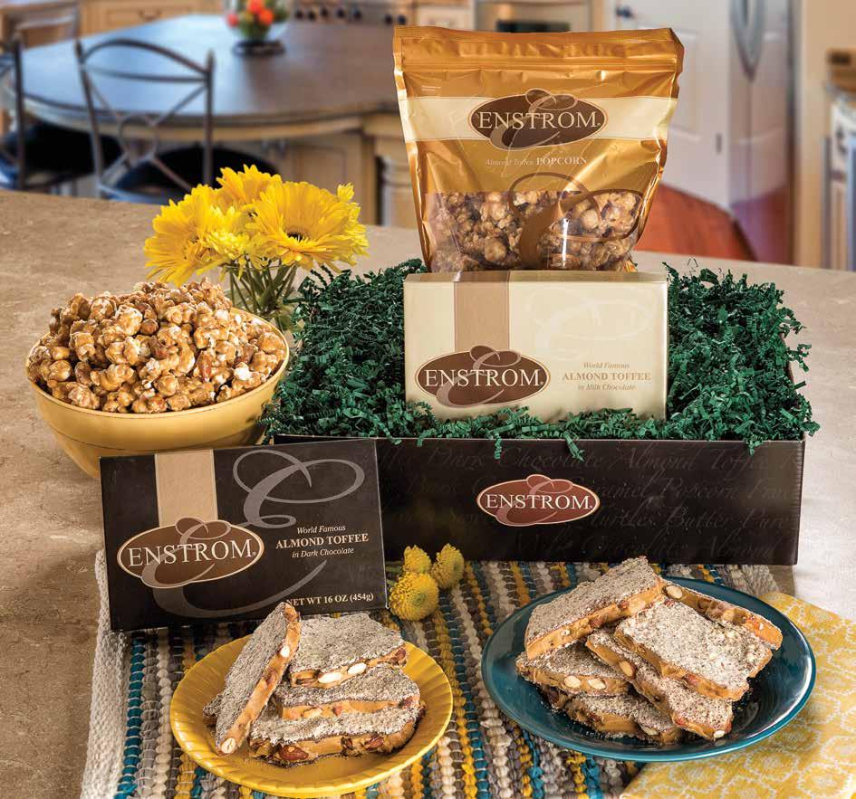 Collection #32332 $66.95 TOFFEE & POPCORN GIFT PACK Thrill your friends and family with this collection of traditional Almond Toffee and our tasty Almond Toffee Popcorn.