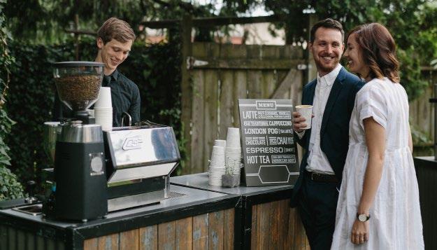 Espresso Bar The Merrymaker Mobile Espresso Bar is a great addition for any special occasion keeping your guests well-caffeinated with coffee and espresso drinks served in an open bar format by