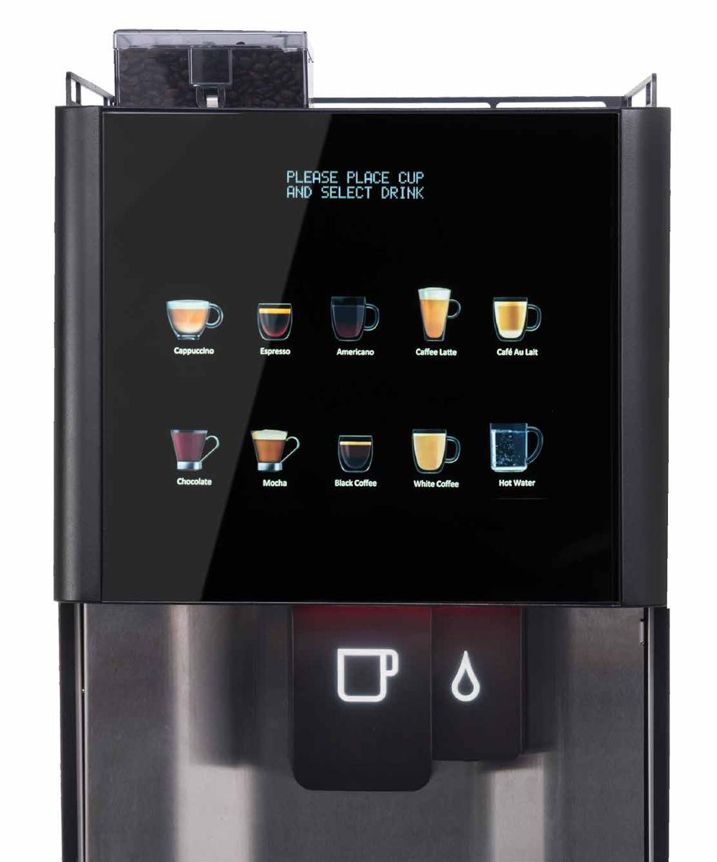 The high pressure brewing system and twin coffee pouring spout ensures that the highest standards of coffee are reached. A leaf tea brewing system delivers exceptional freshly brewed tea.