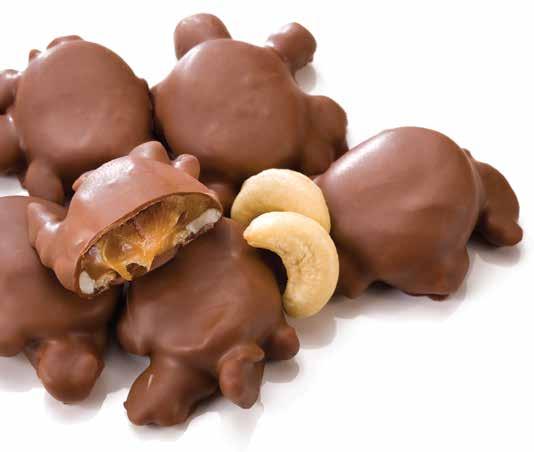 duro Fresh cashew pieces covered in caramel and milk chocolate.