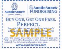 Auntie Anne s Fundraising box top for Buy One Pretzel, Get