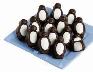 menta Sculpted dark chocolate Penguins with white confection bellies