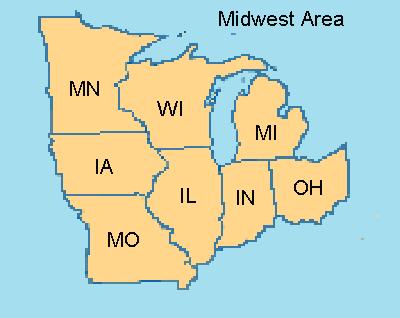 Midwest Included States: Michigan, Ohio, Indiana, Illinois,
