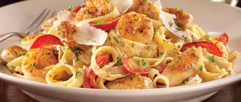 pasta SEAFOOD Cajun Shrimp & Chicken Pasta Grilled Salmon with Langostino Lobster cajun SHRImp & ChickEN PASTA Tender chicken and shrimp sautéed with red bell peppers then tossed with al dente