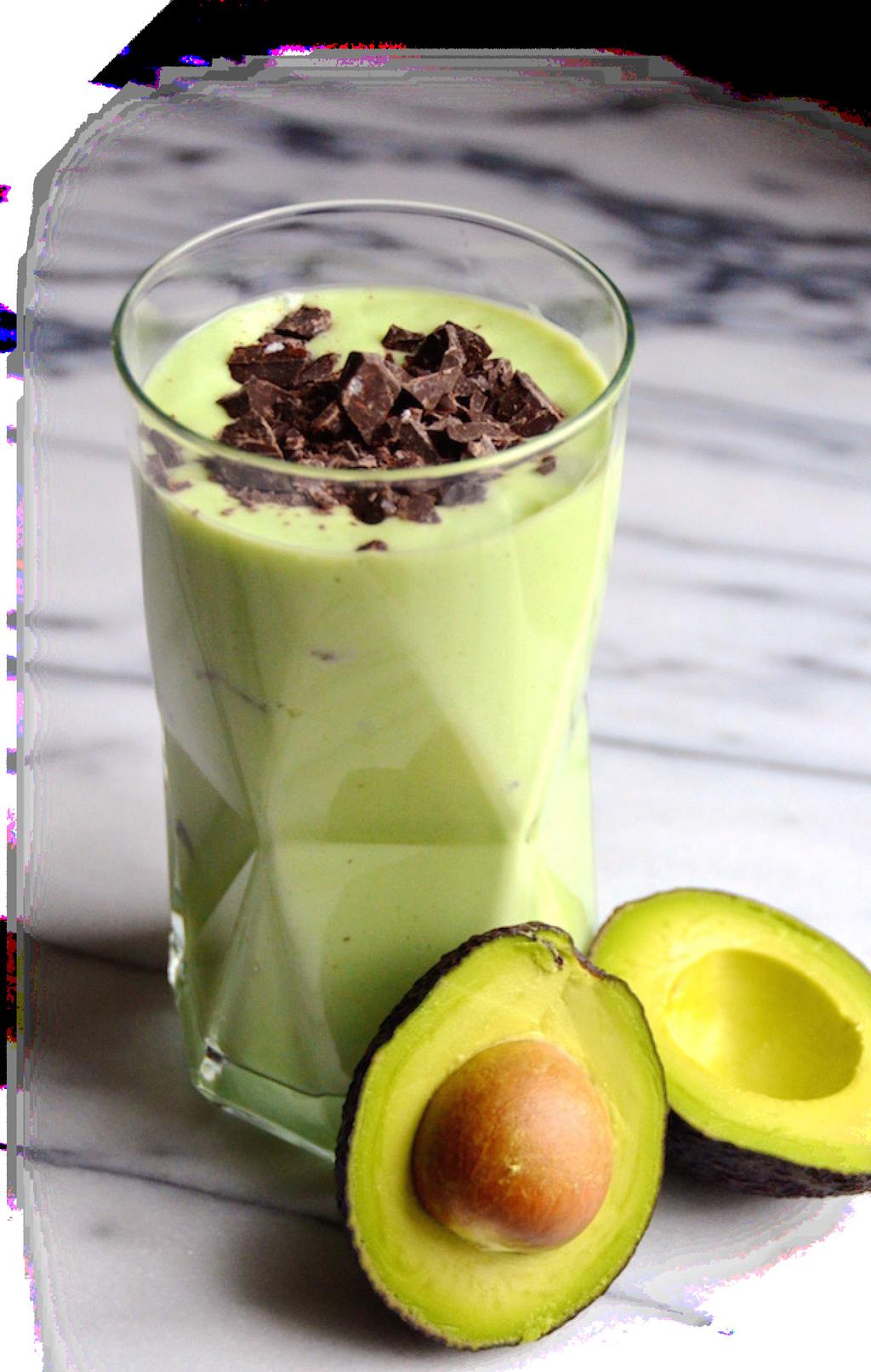 UltraShake TM Recipes Mint Chip Protein Shake 1/2 ripe avocado 6 drops peppermint oil or 1/8 teaspoon peppermint extract Top with dark chocolate (at least 85%), finely chopped or 2 tablespoons raw