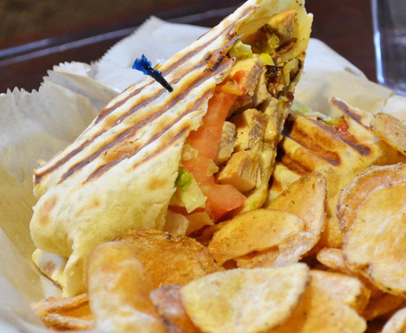 Stacked Rolled or All served with housemade pub chips Jersey Chicken Club Grilled chicken tossed with garlic, asiago and herb blend on grilled flatbread, with bacon, lettuce, tomato and mayonnaise 9.