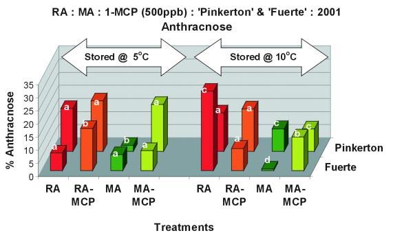Percentage grey-pulp recorded in Fuerte and Pinkerton fruit when ripened under ambient conditions.