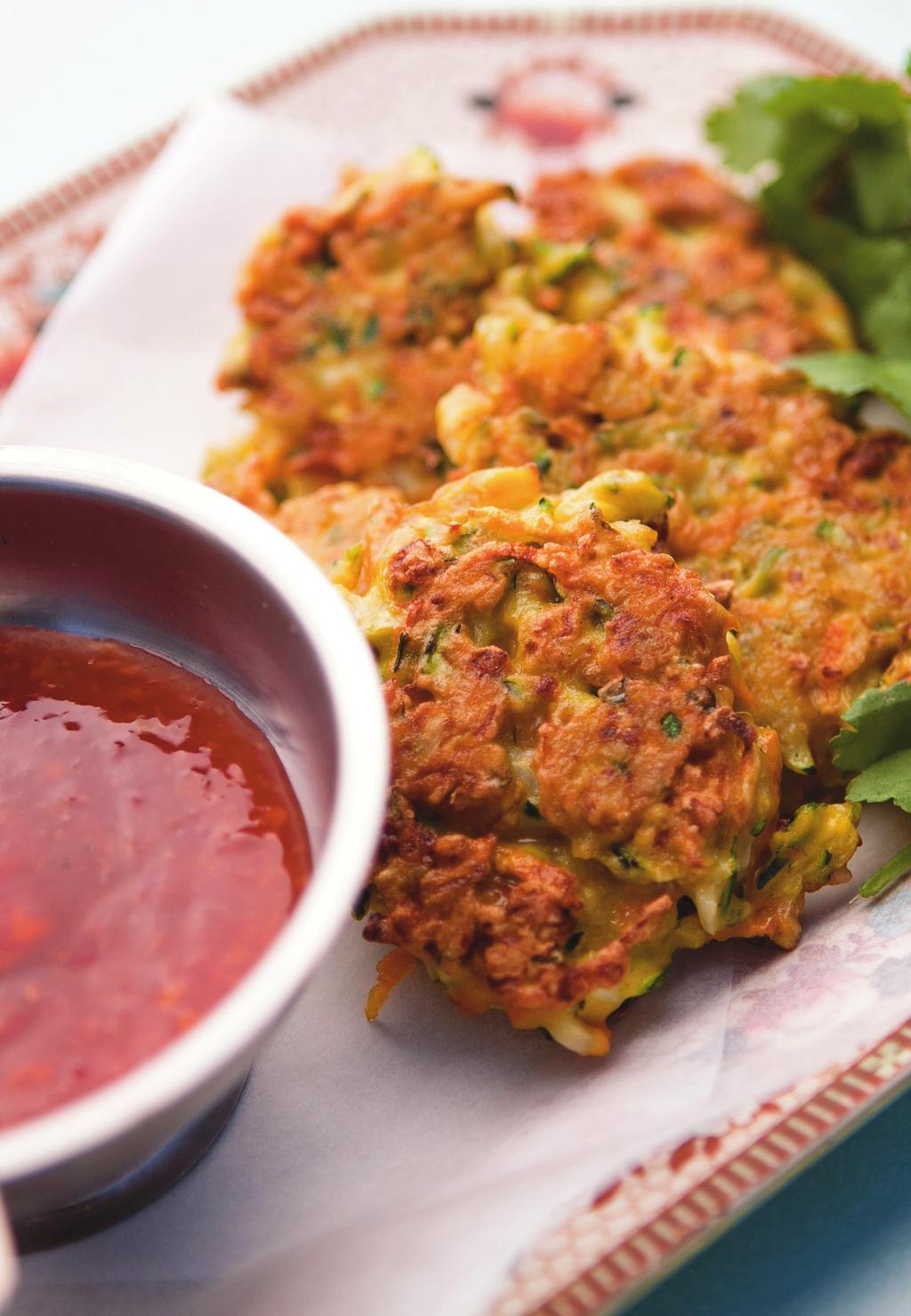 Spiced Vegetable Fritters Tracey-lee Hooton Serves 4 1 Onion, finely chopped 2 C Grated vegetables (whatever s cheap and in season; courgette, carrot or pumpkin work well) 1 tsp Salt 1 C Chickpea