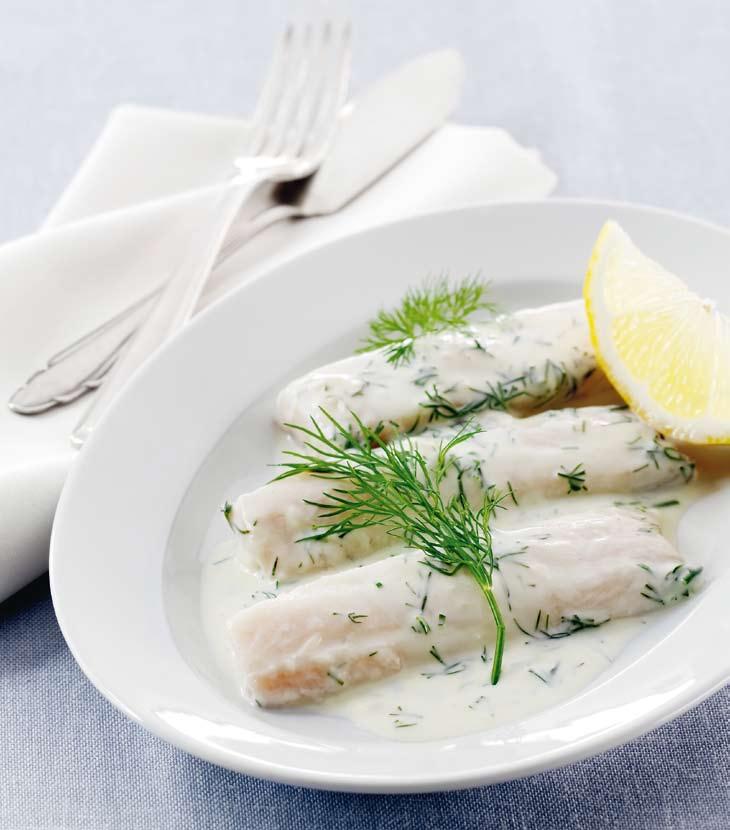 R7 Zug-style fillet of perch Season the perch fillets with salt and pepper. Put the fillets of fish into the greased porcelain dish.