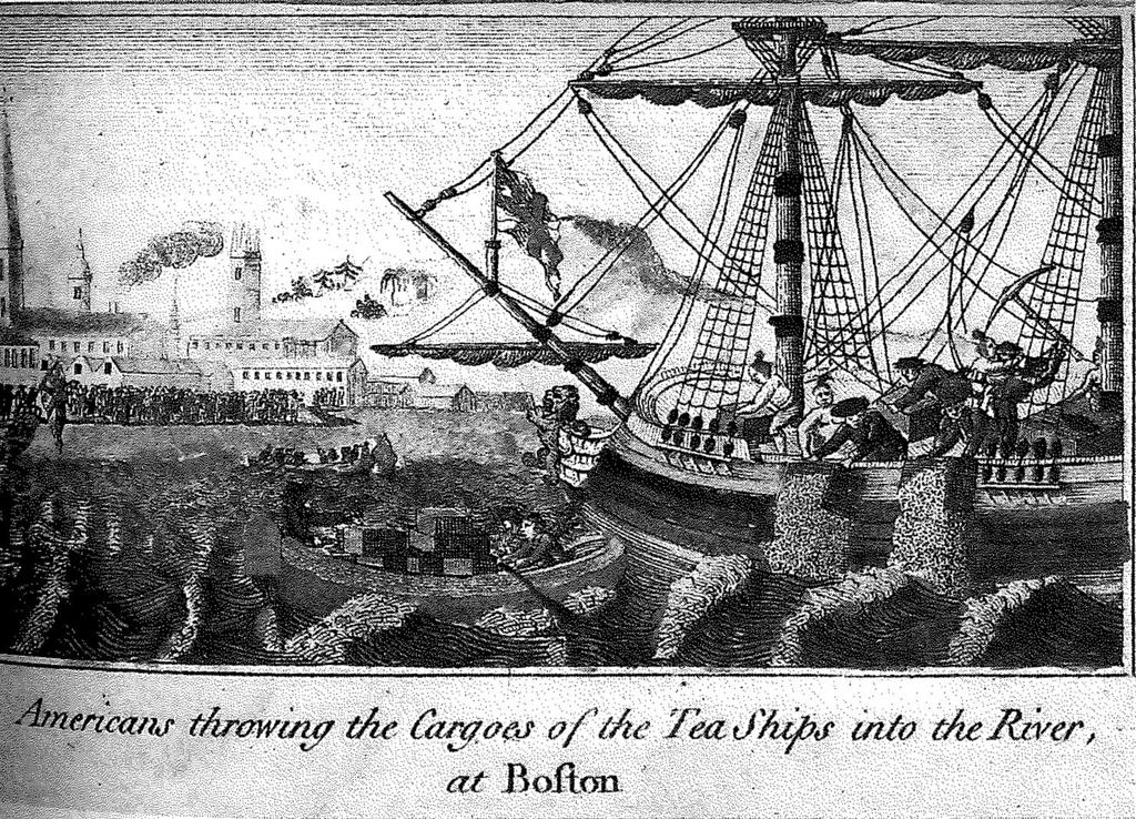 Appendix D Americans throwing the Cargoes of the Tea Ships into the River, at Boston, in Richard Johnson, The History of North America (London, 1789), opposite p.