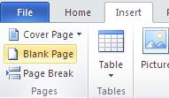 tab Insert trên nho m Ribbon Chọn nút Cover Page trên nho m Pages.