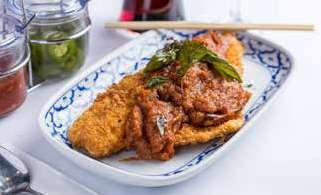 99 Sea N Land All Sea N Land is served with your choice of Jasmine or our special blue or brown rice Crispy Sea Bass Crispy Sea Bass Delicious lightly fried sea