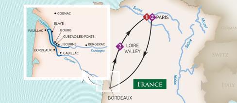 Optional AMA Waterways Loire Valley Post-Cruise Extension Following your cruise on Thursday, July 19, transfer by high speed train from Bordeaux to the Loire Valley where you will enjoy 2 nights in