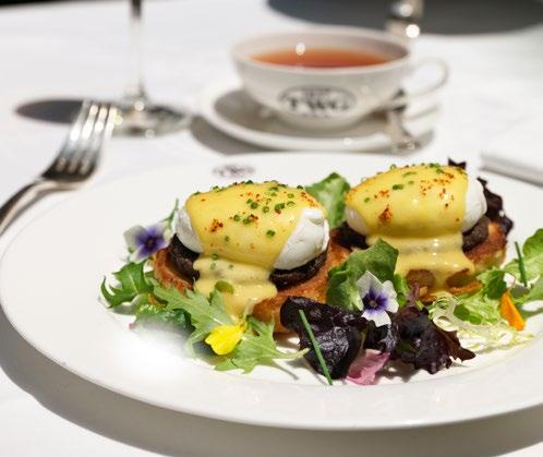 EGGS A LA CARTE ALL-DAY DINING EGGS BENEDICT Toasted artisanal English muffins topped with two poached farmhouse eggs served with porcini hollandaise sauce and a choice of truffle mushroom duxelle,