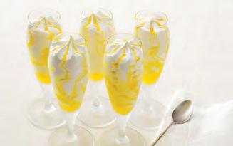 LIMONCELLO FLUTE Refreshing lemon gelato made with lemons from Sicily, swirled together with limoncello sauce.
