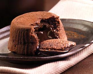 CHOCOLATE SALTED CARAMEL SOUFFLÉ Moist chocolate cake with a heart of creamy salted caramel. ITEM CODE: 2378 12 Servings/case NET WT. 2 lbs 6.1 oz - 1.