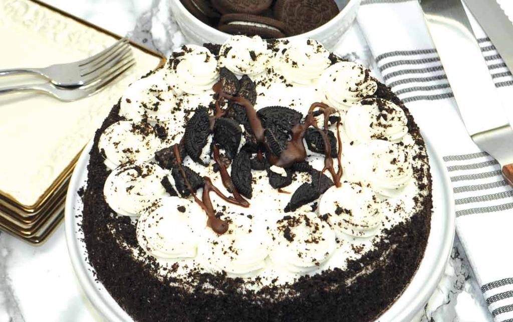 Nata Rich chocolate cake decorated with a light creme