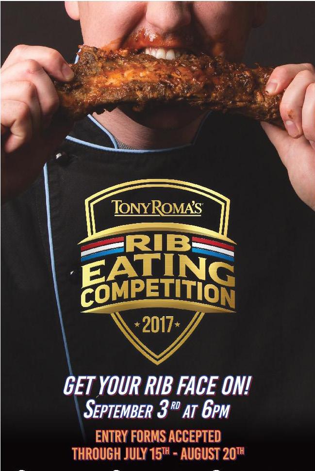 TONY ROMA S MANILA TONY ROMA S RIB EATING CONTEST This year, we ll give our fans the opportunity to prove who the biggest fan in town is with a rib eating competition where a P5,000 Meal Voucher can