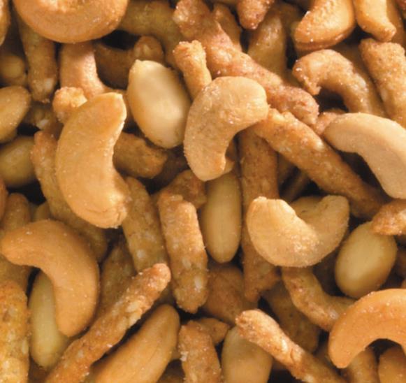 Cashew Snack Mix 44638 Peanuts, Sesame Sticks,[Unbleached Wheat Flour (Malted Barley added as a Preservative),Soybean Oil, Sesame Seeds, Bulgar Wheat, Beet Powder(Color), Tumeric (Color)], Cashews,