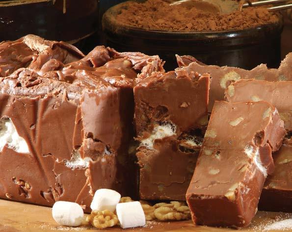 rich chocolate, hand stirred to create Rocky Road