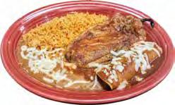 E3) Enchiladas Especiales $10.25 3 shredded chicken enchiladas topped with your choice of special sauce (red or green).