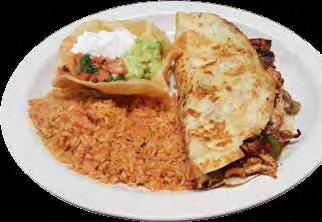 50 2 corn-shelled chicken and cheese quesadillas topped with melted cheese and served with lettuce, tomatoes, Q6 Katrinas Q3 Quesadilla Fajita B4) Burrito Jose $10.