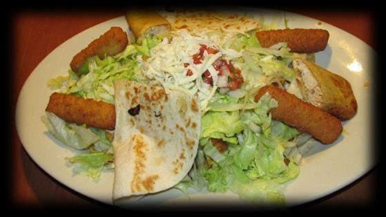 49 A bowl crispy flour tortilla filled with chicken or ground beef, lettuce, tomato, cheese, sour cream and guacamole. Taco Salad Fajita $9.