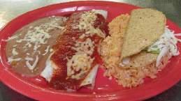 Choice of the three diffrents items from the combo dinner to make your combination plate with rice and beans $9.99 10. Taco, two enchiladas, rice or beans $8.50 11. Tostaguac, enchilada & beans $8.