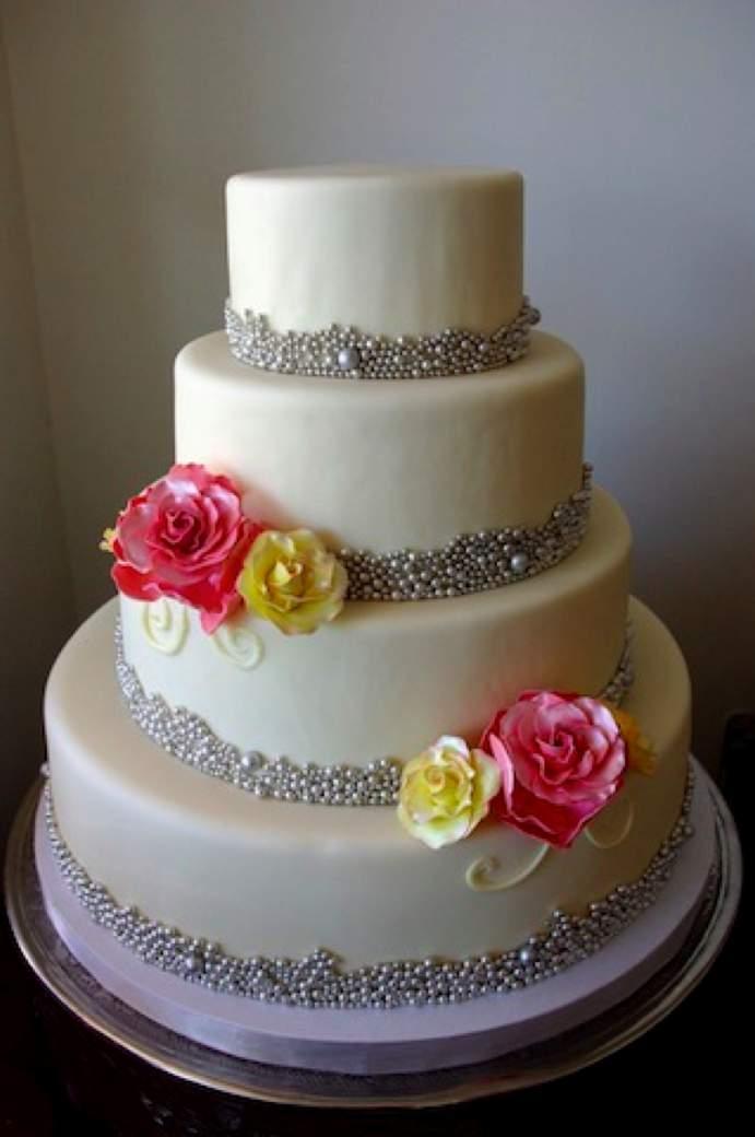Ivory Fondant-Covered Cake with