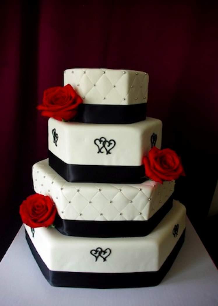 Ivory Fondant-Covered Hexagon Cake with