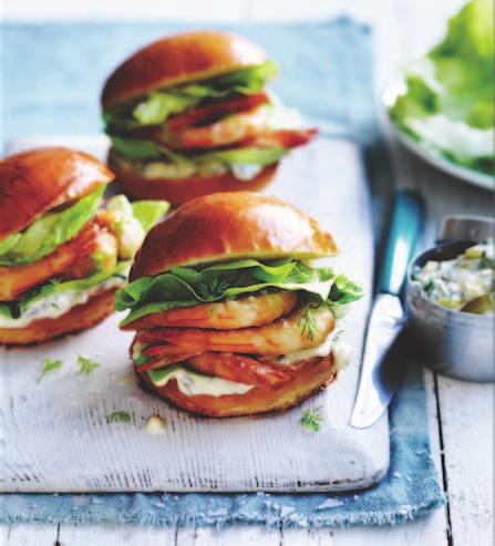 Crispy Prawn Sliders with Fennel Slaw and Dill Pickle Mayonnaise ½ cup whole-egg mayonnaise ½ cup chopped dill pickles ¼ cup dill sprigs, chopped 1 tablespoon lemon juice 1 cup plain flour ⅓ cup
