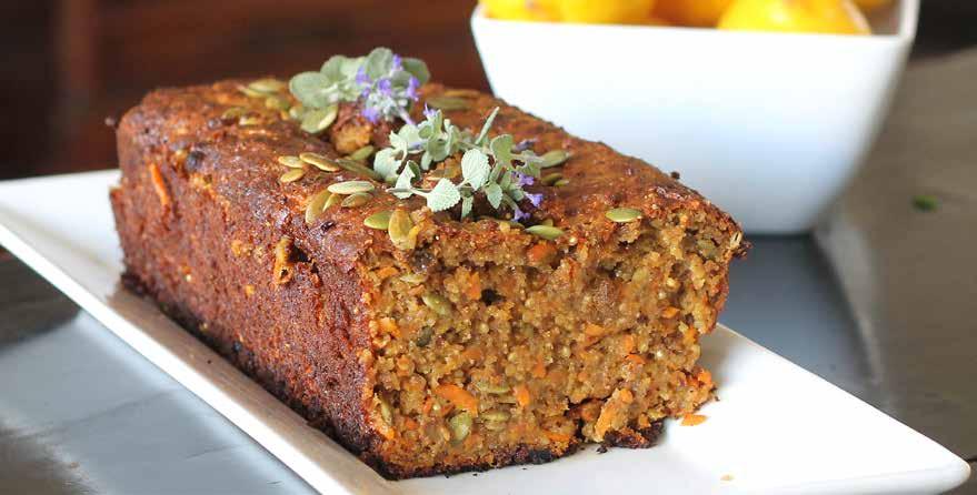 Chocolate Beetroot Cake SerVES 12 Carrot & Quinoa Loaf SerVES 12 Gluten 3 cup vegetable oil Preheat oven to 170 C. Line the base of a 3 cup quinoa, rinsed Preheat oven to 185 C.