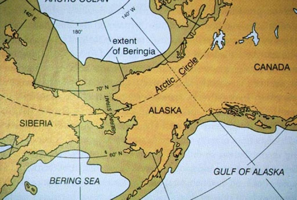 Second theory : The people crossed Beringia, a frozen land bridge