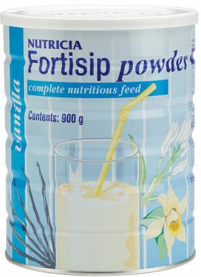 Fortisip - 1 kcal/ml g Scoops TOTAL VOLUME 260ml Glass 57g 7 Add water to make up to a total volume of 260mL 1L Jug 216g 27 Add water to make up to a total volume of 1L Fortisip - 1.