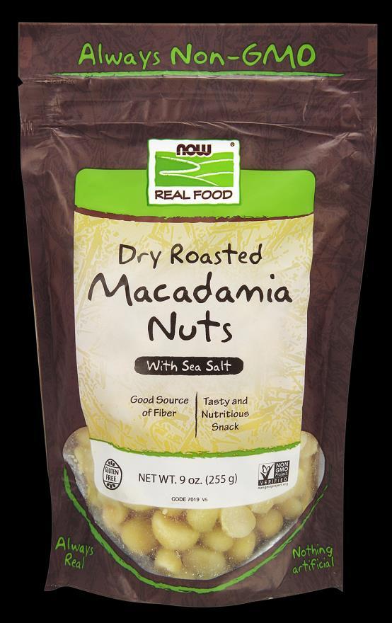 SUMMARY Macadamia Nuts, Roasted & Salted 255 g Claim : Tasty and Nutritious Snack Feature Rare source of omega 7 More stable than olive oil Exotic Benefit May result in radiant skin Less