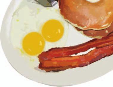 Two eggs any style Choice of bacon, sausage, or Ozark glazed ham A hearty helpin of hashbrown or homestyle potatoes Choice of fresh GIANT cinnamon roll, our fresh-baked muffin, Thomas English Muffin,