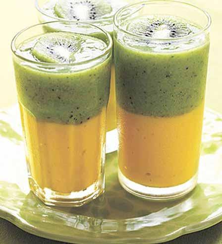 Mango-Kiwi Smoothie ½ cup nonfat vanilla Greek yogurt 1 cup baby spinach ½ cup frozen