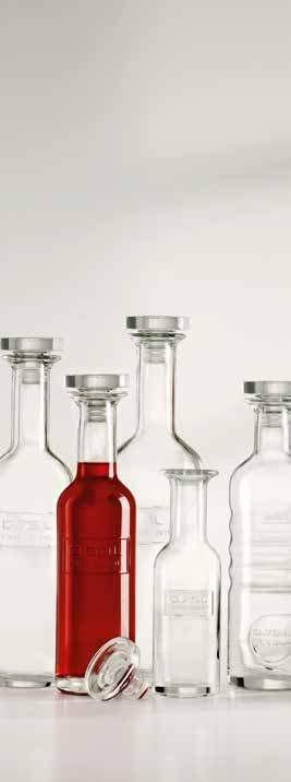 GLASSWARE CARAFES, DECANTERS & BOTTLES OPTIMA These specific serving bottles are designed for an easy fill and pour process.