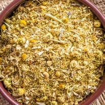 Calming Chamomile Infusion Chamomile has a very soothing effect on your body, and can help calm your digestive system.