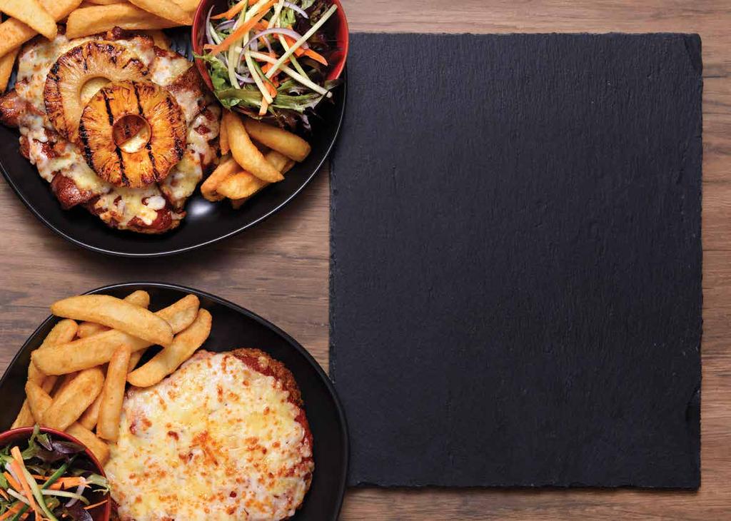 CLASSIC PARMAS Hawaiian Loaded Parma MVP Parma LOADED PARMAS All served with beer battered steak fries & salad BUFFALO 25.