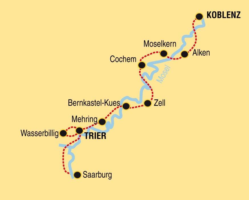 The region dates back to Roman times and at 544 kilometres the Moselle is the Rhine s longest tributary.